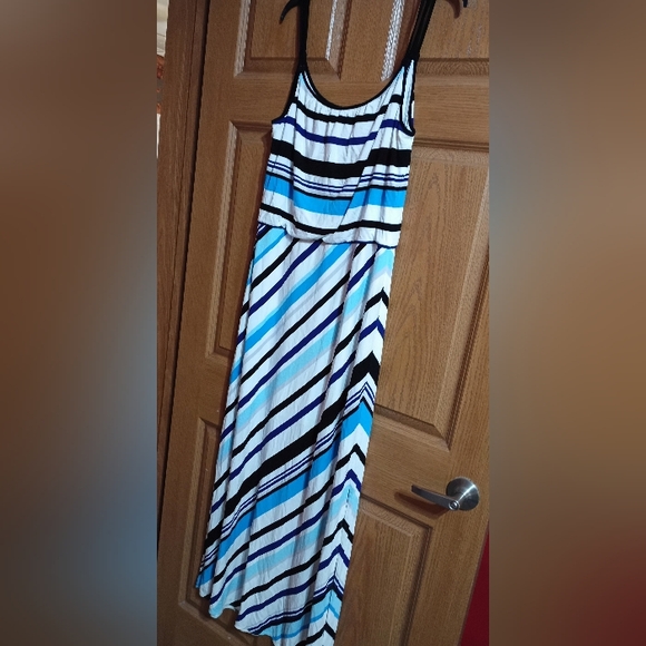 Striped Maxi Dress in Blue and Black - Picture 1 of 4
